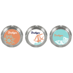 Cendrier en verre transparent 10.5cm décors Bretagne