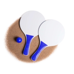 Jeu de 2 raquettes de plage bois sac filet avec balle assortie 1/36