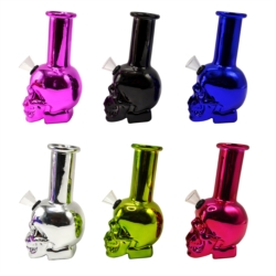 Pipe à eau en verre 16 cm Ø 40 mm Skull métallisées  12/72