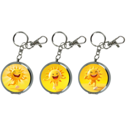 Cendrier de poche porte clés métal décors Soleils joyeux 12/240