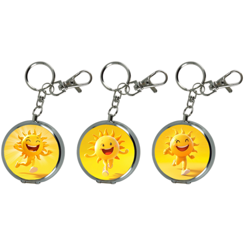 Cendrier de poche porte clés métal décors Soleils joyeux 12/240