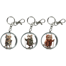 Cendrier de poche porte clés métal décors Chats lunettes 12/240