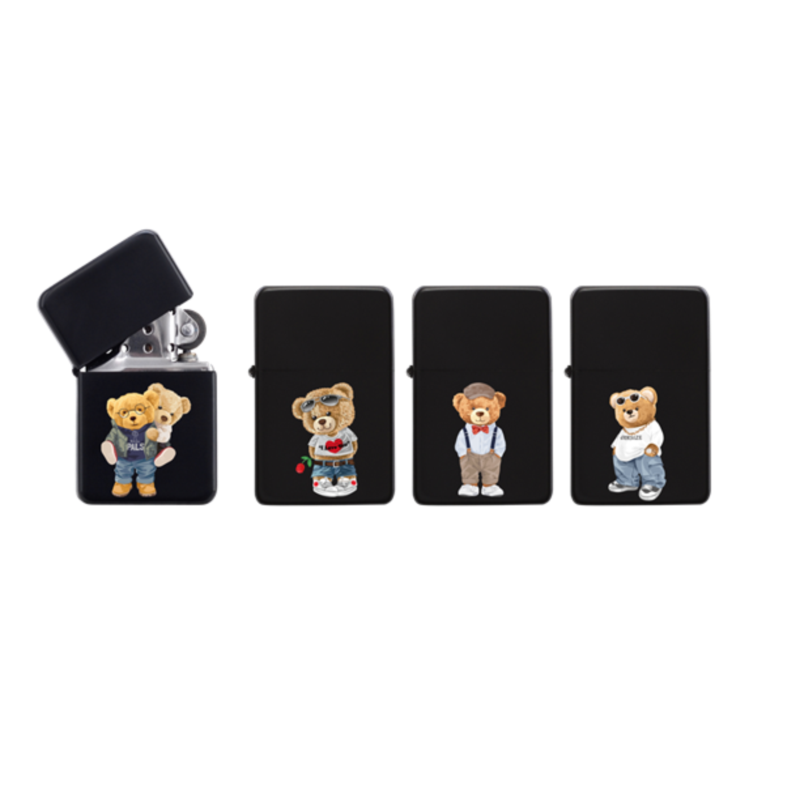 Briquet Atomic essence noir mat décors Oursons