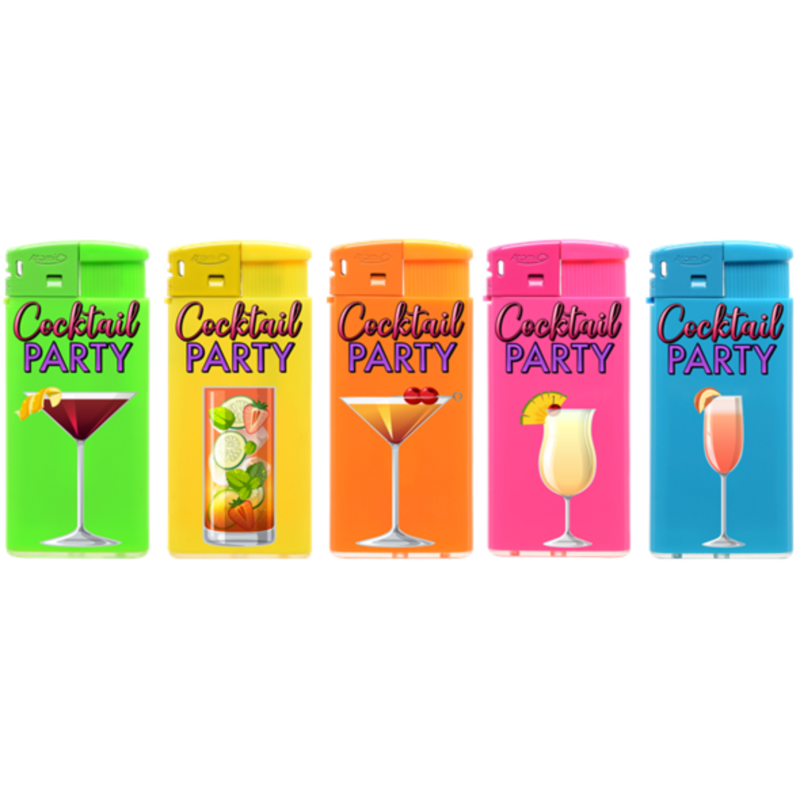 Briquet Atomic Large élect plastique néons Cocktail party 25/500