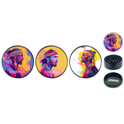 Broyeur tabac métal noir Ø50 mm 3 parts décors Corsica