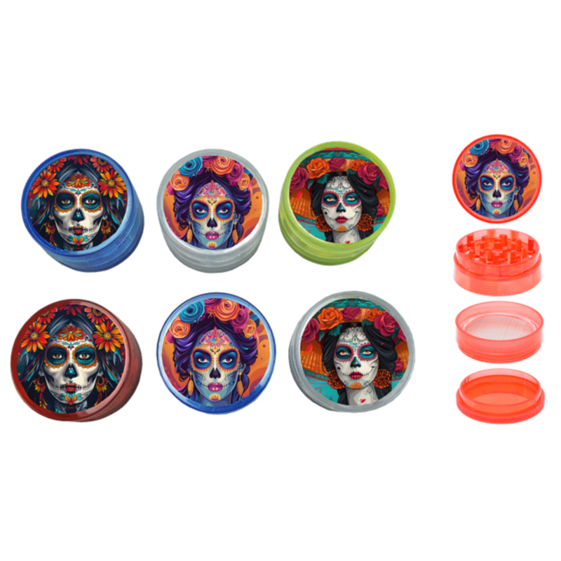 Broyeur à tabac plastique 50mm 4 parts décors La Catrina 12/240
