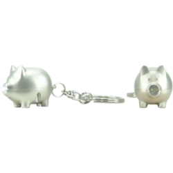 PORTE CLEFS COCHON COLORIS ARGENT 20/200*