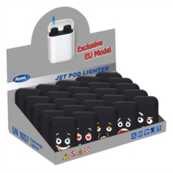 Briquet Atomic Jet Pod jet flamme noir rubber décors Mood