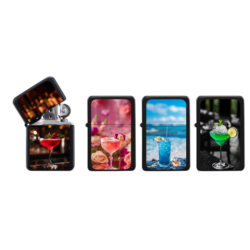 Briquet Atomic essence noir mat décors Cocktails