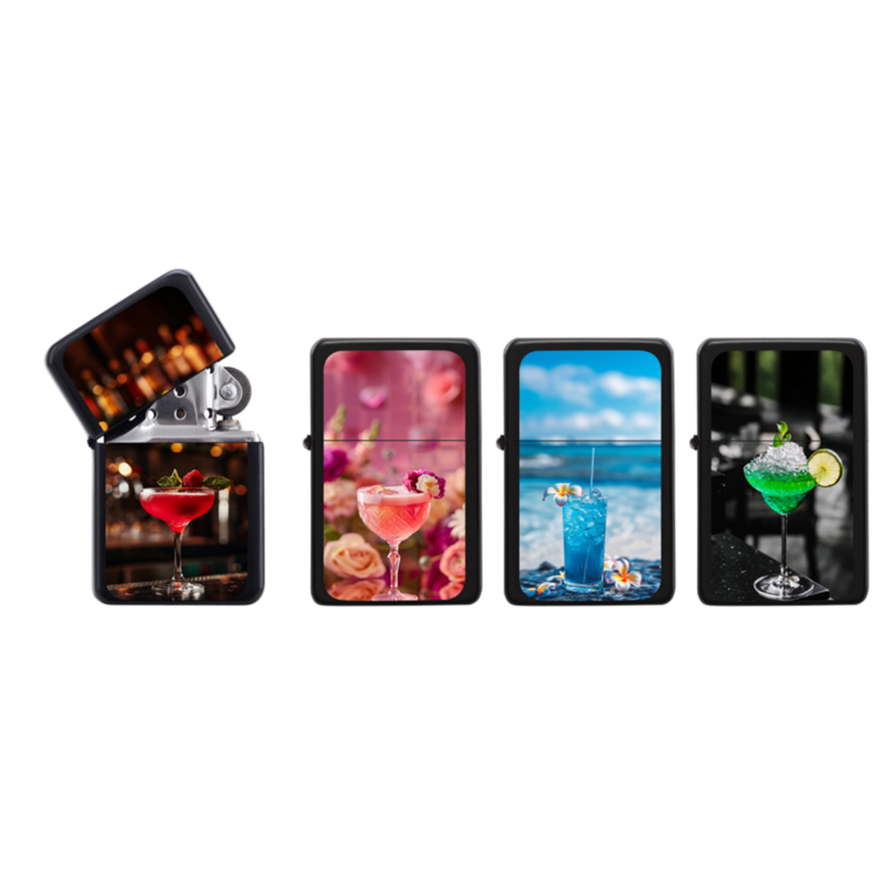 Briquet Atomic essence noir mat décors Cocktails