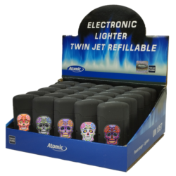 Briquet Atomic double jet flamme gomme noir Catrina 25/500