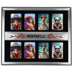 Briquet Atomic essence noir mat décors Animaux lunettes