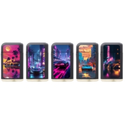 Briquet Atomic jet flamme gomme Scuba noir décors Voitures Cyb 25/500