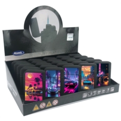 Briquet Atomic jet flamme gomme Scuba noir décors Voitures Cyb 25/500