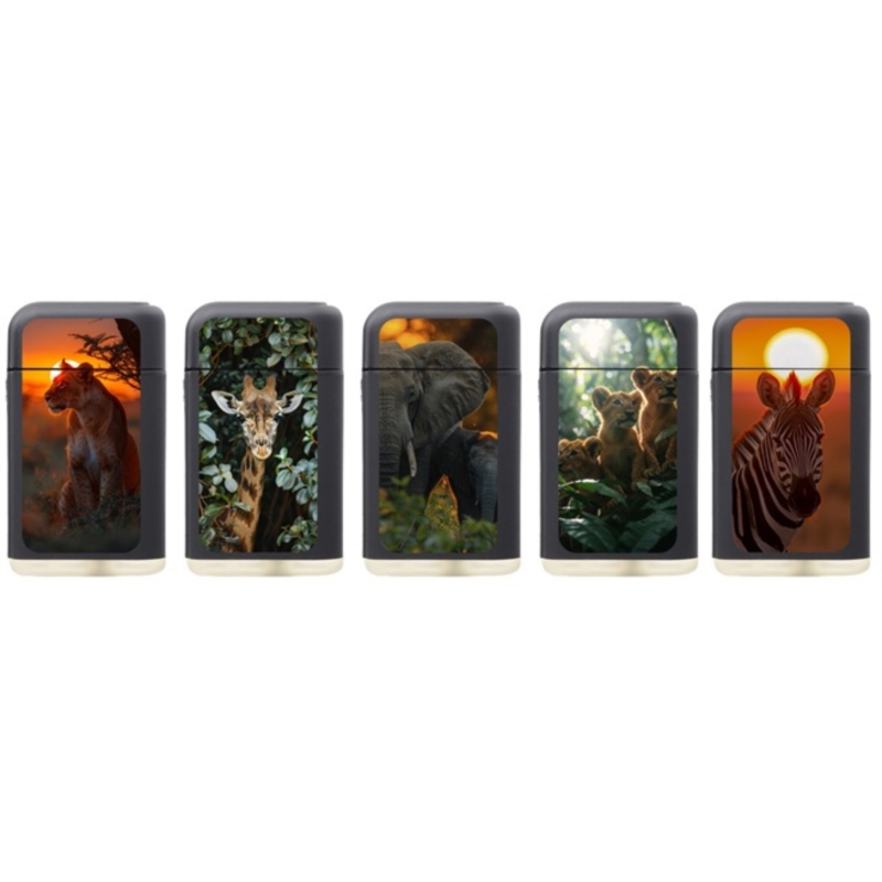 Briquet Atomic jet flamme gomme Scuba noir décors Animaux 25/500