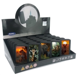 Briquet Atomic jet flamme gomme Scuba noir décors Animaux 25/500