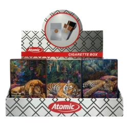 Boite étui paquet 20 cig 85mm plastique décors Félins hippie 12/240