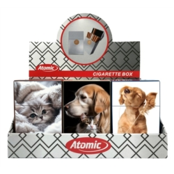 Boite étui paquet 20 cig 85mm plastique décors Chiens/Chats 12/240