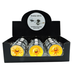 Cendrier de poche porte clés métal décors Soleils joyeux 12/240