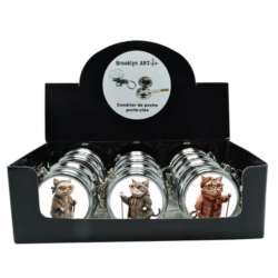 Cendrier de poche porte clés métal décors Chats lunettes 12/240