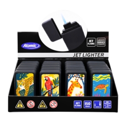 Briquet Atomic jet flamme new Scuba noir Dessins savane 20/400