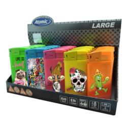 Briquet Atomic Large élect plastique néons Surprise  25/500