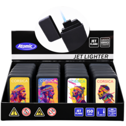 Briquet jetflamme gomme new Scuba noir décors Corsica
