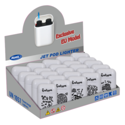 Briquet Atomic Jet Pod jet flamme blanc décors Bretagne