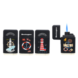 Briquet jetflamme gomme new Scuba noir décors Bretagne