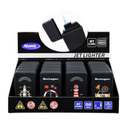 Briquet jetflamme gomme new Scuba noir décors Bretagne