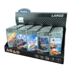 Briquet Atomic large plastique gris décors Bretagne 25/500