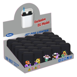 Briquet Atomic Jet Pod jet flamme noir rubber décors Motards rigolos