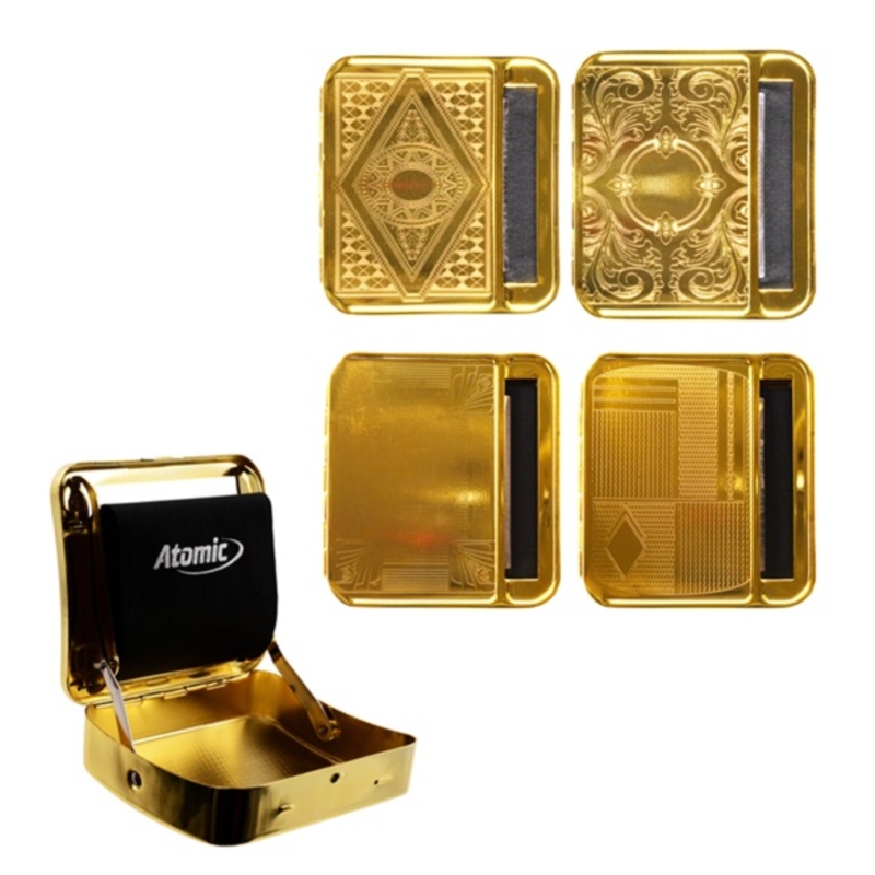 Boite à tabac rouleuse cigarette 78 mm métal décor vénitien doré8/160