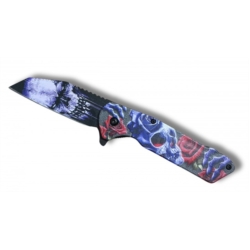 Couteau Roses Tête de mort ouverture assistée