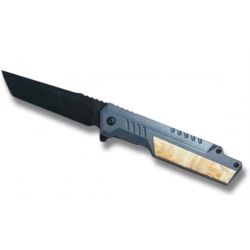 Couteau ouverture assistée noir & bois lame droite