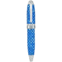 STYLO AVEC CRISTAUX SWAROVSKI BLEU DANS BOITE CADEAU 50/100*