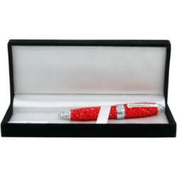 STYLO AVEC CRISTAUX SWAROVSKI ROUGE DANS BOITE CADEAU 50/100*