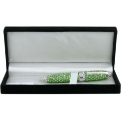 STYLO AVEC CRISTAUX SWAROVSKI VERT DANS BOITE CADEAU 50/100*