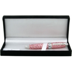 STYLO AVEC CRISTAUX SWAROVSKI ROSE DANS BOITE CADEAU 50/100*