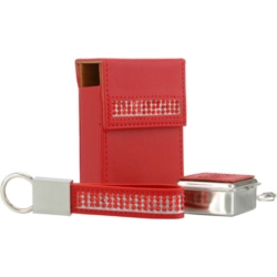 SET 3 PIECES ETUI CIGARETTES +CENDRIER + PORTE CLES STRASS 5/50*