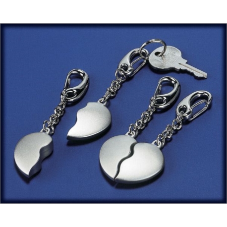 PORTE CLEFS COEURS BRISES ARGENT SATINE 25/100