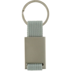 PORTE CLEFS RECTANGLE NICKEL AVEC STRAP GRIS NYLON 50/300*