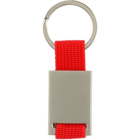 PORTE CLEFS RECTANGLE NICKEL AVEC STRAP ROUGE NYLON 50/300*