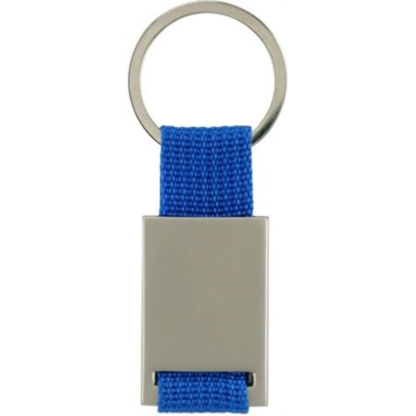 PORTE CLEFS RECTANGLE NICKEL AVEC STRAP BLEU NYLON 50/300*