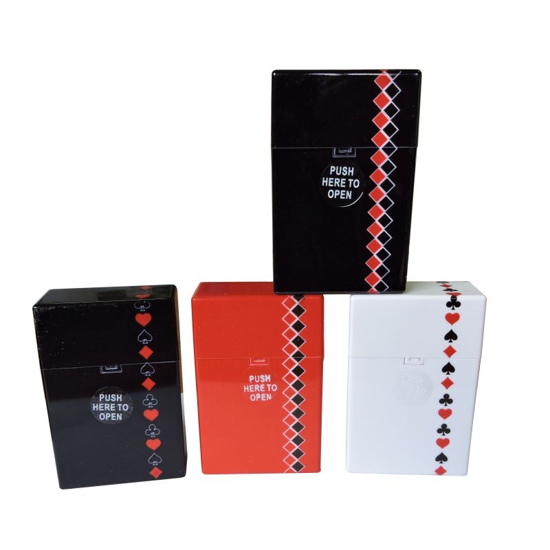 ETUI PAQUET DE CIGARETTES PLASTIQUE DECORS POKER CARTES 12/240