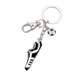 PORTE-CLEFS METAL CHROME FORME CHAUSSURE DE FOOT AVEC BALLON