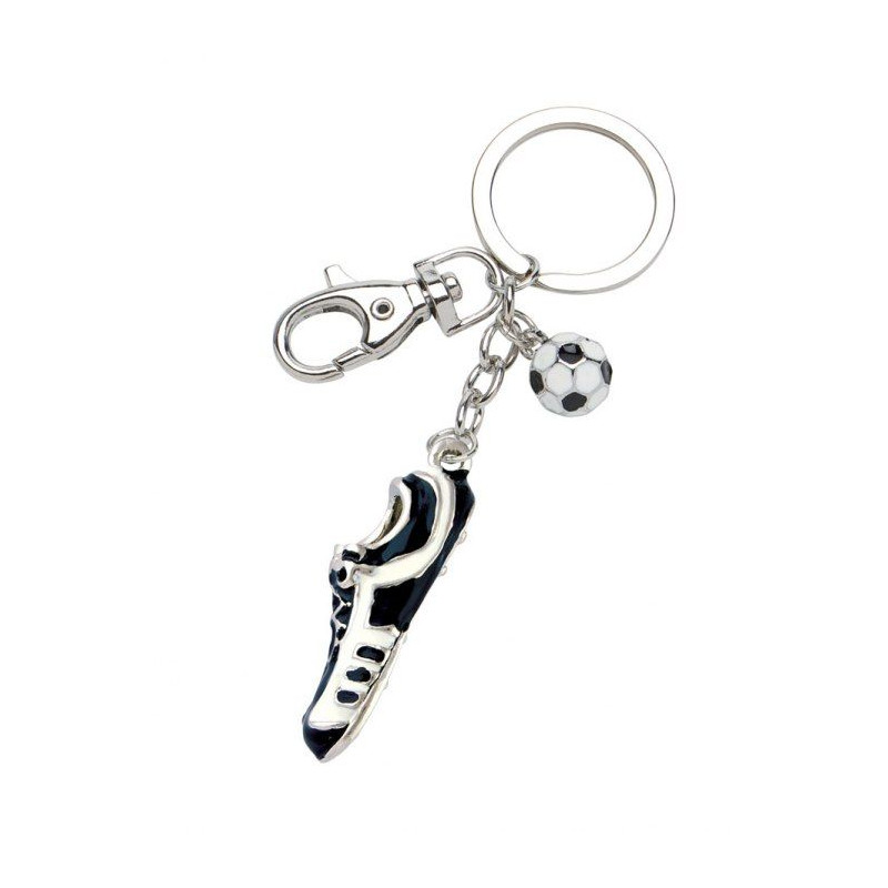 PORTE-CLEFS METAL CHROME FORME CHAUSSURE DE FOOT AVEC BALLON