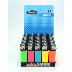 BRIQUET ATOMIC PIERRE JETABLE 5 COLORIS NEONS ASSORTIS 50/1000