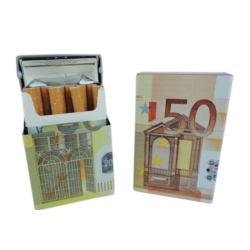 BOITE PAQUET 20 CIGARETTES 85 MM METAL DECORS EURO 12/240