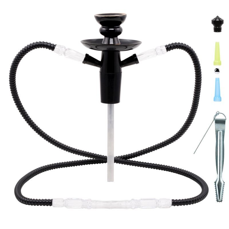 Kit de voyage pour narguilé noir 2 tubes en alu + accessoires 1/24